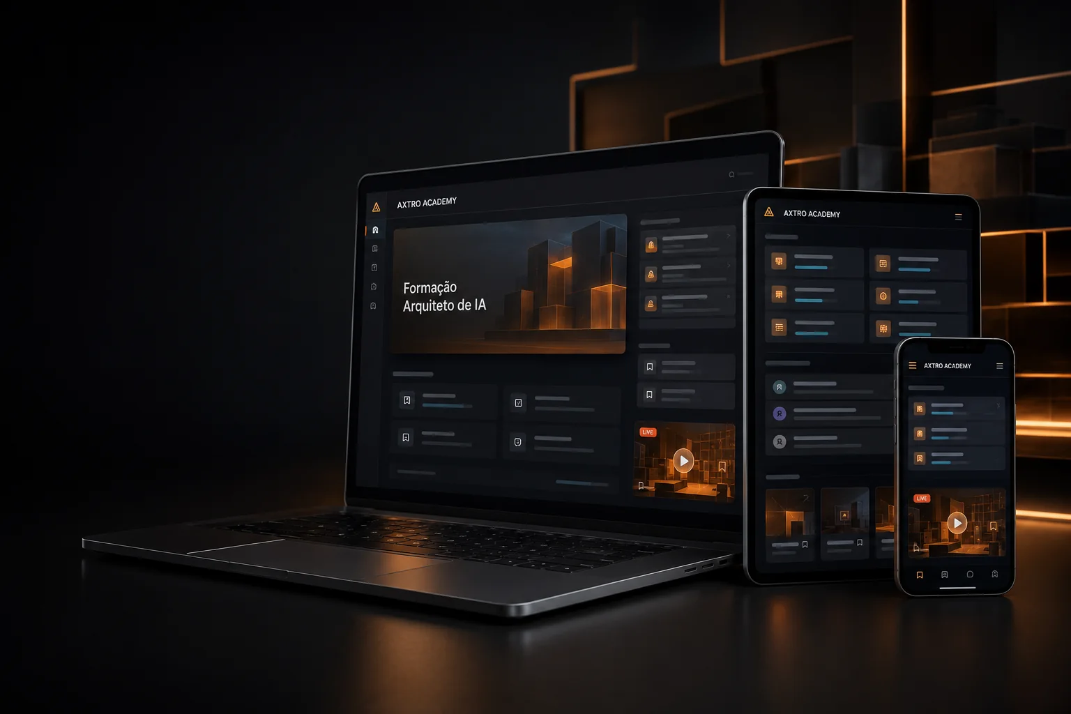 Conceptual visual representation of Axtro Academy across laptop, tablet and mobile