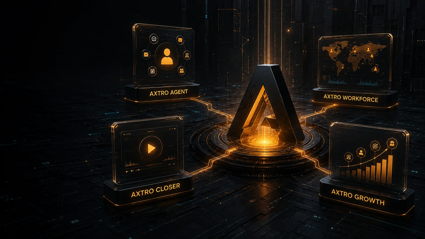 Visual representation of the Axtro ecosystem with Agent, Workforce, Closer and Growth